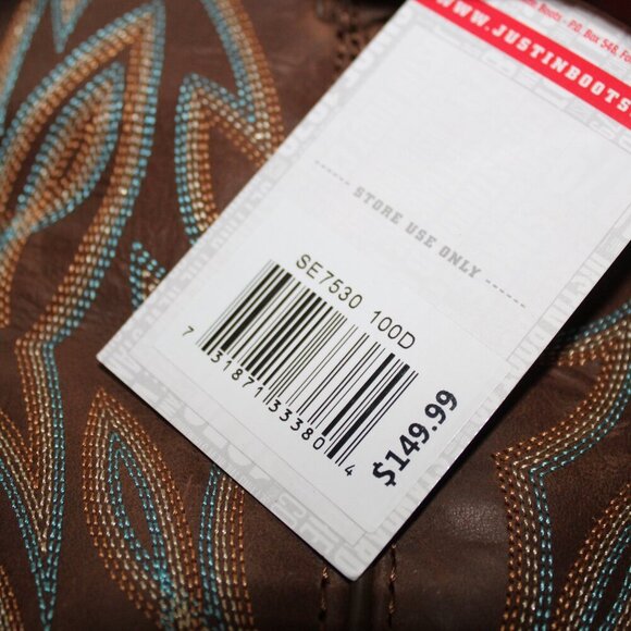 NWT Justin's Rendon Pecan Cowhide Cowboy Boots Size 10 - Picture 8 of 13